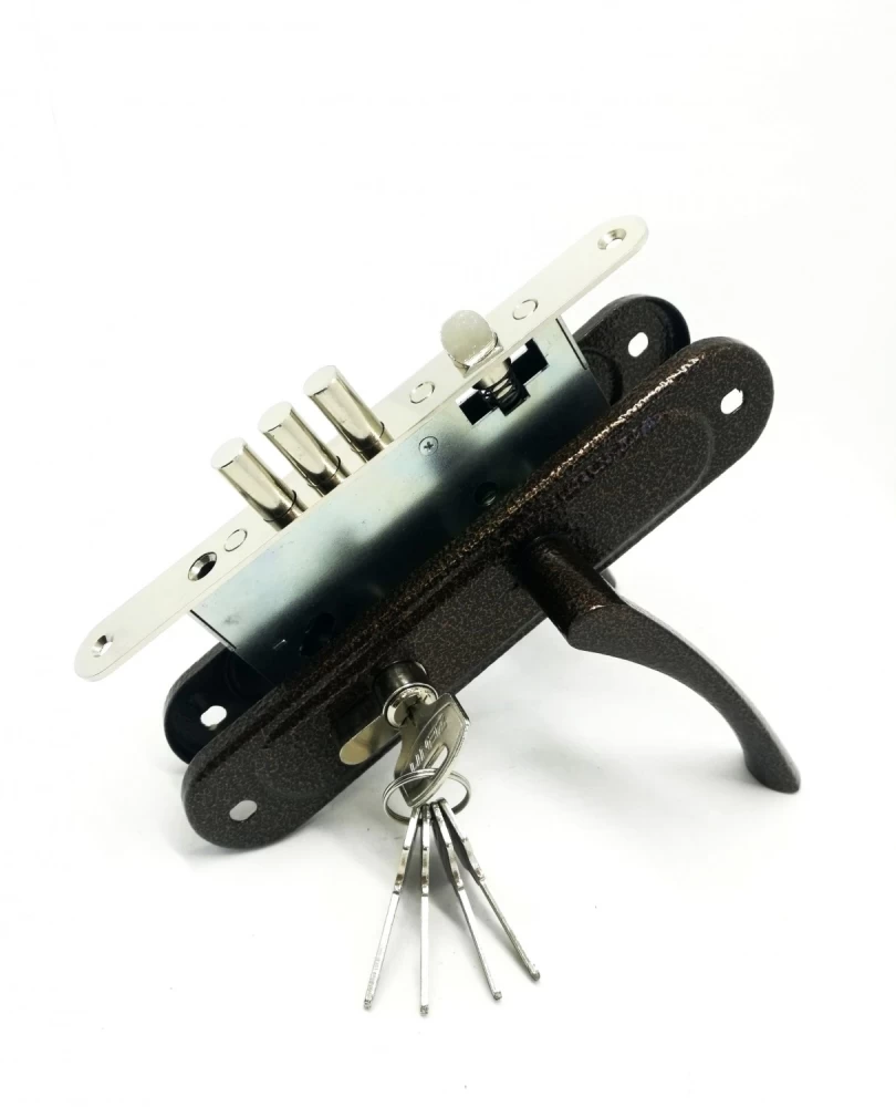 Фото Корпус врезного замка с защелкой в комплекте с ручкой ЗВ4.009/17 (медь), 4 кл.