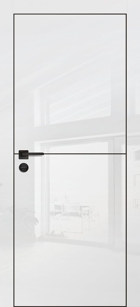 Фото Межкомнатная дверь HGX-19 черная кромка с 4-х ст. Белый глянец
